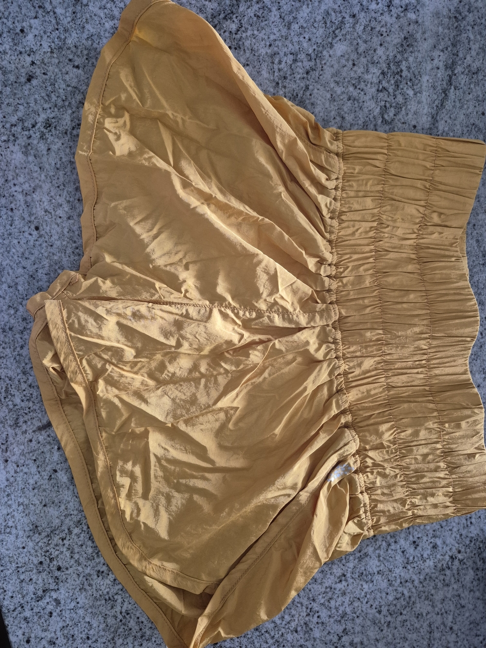 Free People Movement Gold Smocked High-Waist Mini Skirt
